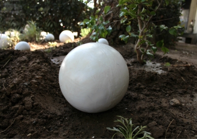 8 painted white lawn art ball 1